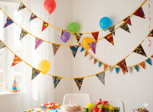 Load image into Gallery viewer, African print Bunting Flags / Fabric Garlands - Ochre Yellow ribbon - 5 meters
