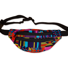Load image into Gallery viewer, African Print Fanny Pack - Pink multicolor kente - Ankara Waist Bag / Bum bag / Festival Bag with Adjustable strap
