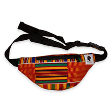 Load image into Gallery viewer, African Print Fanny Pack - Orange / yellow kente - Ankara Waist Bag / Bum bag / Festival Bag with Adjustable strap
