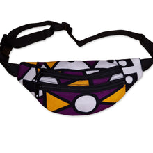 Load image into Gallery viewer, African Print Fanny Pack - Purple samakaka - Ankara Waist Bag / Bum bag / Festival Bag with Adjustable strap

