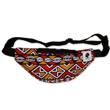 Load image into Gallery viewer, African Print Fanny Pack - Red / orange bogolan - Ankara Waist Bag / Bum bag / Festival Bag with Adjustable strap
