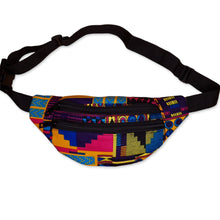 Load image into Gallery viewer, African Print Fanny Pack - Multicolor kente - Ankara Waist Bag / Bum bag / Festival Bag with Adjustable strap
