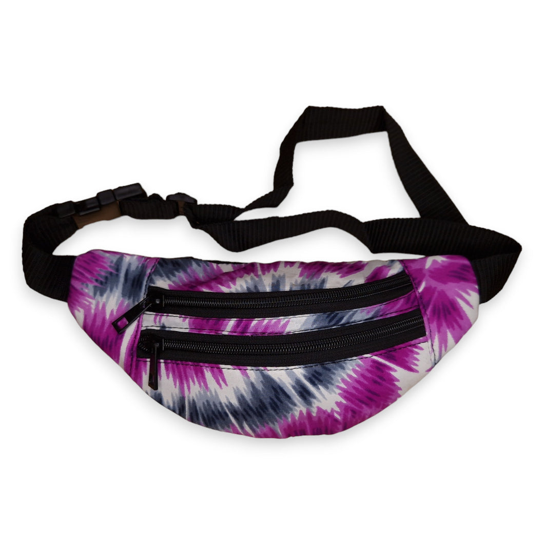 Afrikaanse Print Fanny Pack - Paarse Tie Dye - Ankara Heuptas / Heuptasje / Festivaltas met verstelbare riem