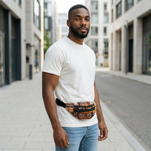 Lade das Bild in den Galerie-Viewer, Afrikanischer Druck Bauchtasche - Braune Bogolan-Muster - Ankara Bauchtasche / Hüfttasche / Festival-Tasche

