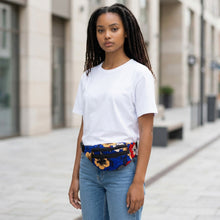 Load image into Gallery viewer, African Print Fanny Pack - Blue - Ankara Waist Bag / Bum bag / Festival Bag with Adjustable strap
