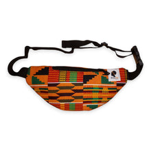 Load image into Gallery viewer, African Print Fanny Pack - Orange Kente - Ankara Waist Bag / Bum bag / Festival Bag
