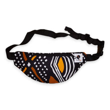 Load image into Gallery viewer, African Print Fanny Pack - Brown Black Bogolan - Ankara Waist Bag / Bum bag / Festival Bag
