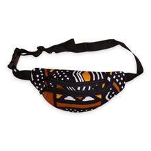 Load image into Gallery viewer, African Print Fanny Pack - Brown Black Bogolan - Ankara Waist Bag / Bum bag / Festival Bag
