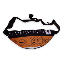 Charger l&#39;image dans la galerie, African Print Fanny Pack - Brown Bogolan Symbols - Ankara Waist Bag / Bum bag / Festival Bag
