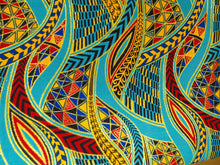 Lade das Bild in den Galerie-Viewer, 6 Yards - Afrikanischer Druckstoff - Exklusive verzierte Glitzereffekte 100% Baumwolle - GL-4003 Hellblau Gold
