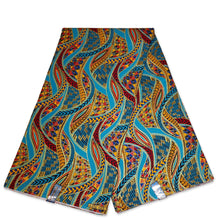 Lade das Bild in den Galerie-Viewer, 6 Yards - Afrikanischer Druckstoff - Exklusive verzierte Glitzereffekte 100% Baumwolle - GL-4003 Hellblau Gold
