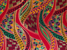 Lade das Bild in den Galerie-Viewer, 6 Yards - Afrikanischer Druckstoff - Exklusive verzierte Glitzereffekte 100% Baumwolle - GL-4004 Rot Grün

