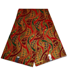 Lade das Bild in den Galerie-Viewer, 6 Yards - Afrikanischer Druckstoff - Exklusive verzierte Glitzereffekte 100% Baumwolle - GL-4004 Rot Grün
