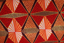 Lade das Bild in den Galerie-Viewer, 6 Yards - Afrikanischer Druckstoff - Exklusive verzierte Glitzereffekte 100% Baumwolle - GL-4007 Rot Orange Gold
