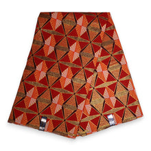Lade das Bild in den Galerie-Viewer, 6 Yards - Afrikanischer Druckstoff - Exklusive verzierte Glitzereffekte 100% Baumwolle - GL-4007 Rot Orange Gold
