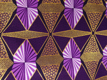 Lade das Bild in den Galerie-Viewer, 6 Yards - Afrikanischer Druckstoff - Exklusive verzierte Glitzereffekte 100% Baumwolle - GL-4008 Lila Gold
