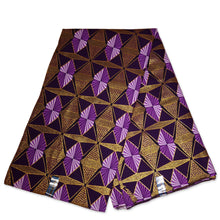 Lade das Bild in den Galerie-Viewer, 6 Yards - Afrikanischer Druckstoff - Exklusive verzierte Glitzereffekte 100% Baumwolle - GL-4008 Lila Gold
