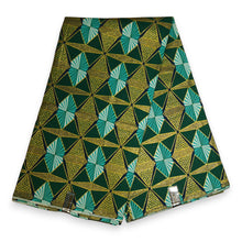 Lade das Bild in den Galerie-Viewer, 6 Yards - Afrikanischer Druckstoff - Exklusive verzierte Glitzereffekte 100% Baumwolle - GL-4009 Grün Gold
