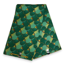 Lade das Bild in den Galerie-Viewer, 6 Yards - Afrikanischer Druckstoff - Exklusive verzierte Glitzereffekte 100% Baumwolle - GL-4014 Grün Gold

