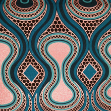 Afbeelding in Gallery-weergave laden, 6 Yards - Afrikaanse printstof - Exclusieve versierde glittereffecten 100% katoen - GL-4017 Turquoise Pink Rose Gold
