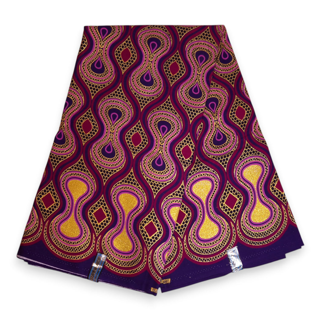 6 Yards - Afrikaanse printstof - Exclusieve versierde glittereffecten 100% katoen - GL-4018 Roze Goud