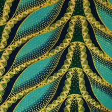 Afbeelding in Gallery-weergave laden, 6 Yards - Afrikaanse printstof - Exclusieve versierde glittereffecten 100% katoen - GL-4020 Lichtblauw / Turquoise Goud

