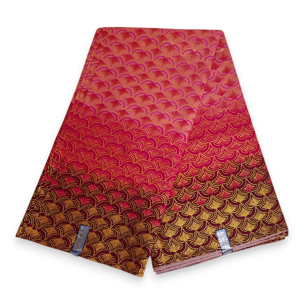 6 Yards - Afrikaanse printstof - Exclusieve versierde glittereffecten 100% katoen - GL-4021 Roze Goud