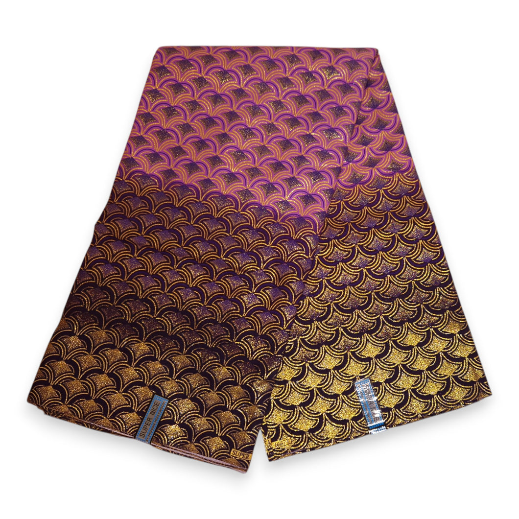 6 Yards - Afrikaanse printstof - Exclusieve versierde glittereffecten 100% katoen - GL-4023 Paars Goud