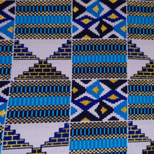 Afbeelding in Gallery-weergave laden, 6 Yards - Afrikaanse printstof - Exclusieve versierde glittereffecten 100% katoen - GL-4026 Blauw Goud Kente
