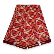 Afbeelding in Gallery-weergave laden, 6 Yards - Afrikaanse printstof - Exclusieve versierde glittereffecten 100% katoen - GL-4027 Rood Goud Kente
