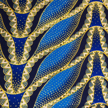 Afbeelding in Gallery-weergave laden, 6 Yards - Afrikaanse printstof - Exclusieve versierde glittereffecten 100% katoen - GL-4030 Blauw Goud
