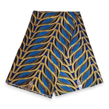Afbeelding in Gallery-weergave laden, 6 Yards - Afrikaanse printstof - Exclusieve versierde glittereffecten 100% katoen - GL-4030 Blauw Goud
