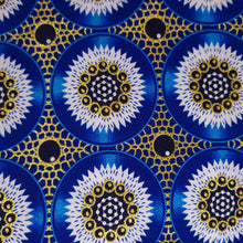 Afbeelding in Gallery-weergave laden, 6 Yards - Afrikaanse printstof - Exclusieve versierde glittereffecten 100% katoen - GL-4031 Blauw Goud
