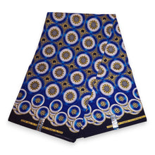 Afbeelding in Gallery-weergave laden, 6 Yards - Afrikaanse printstof - Exclusieve versierde glittereffecten 100% katoen - GL-4031 Blauw Goud
