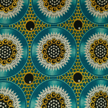 Afbeelding in Gallery-weergave laden, 6 Yards - Afrikaanse printstof - Exclusieve versierde glittereffecten 100% katoen - GL-4032 Turquoise Gold
