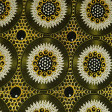 Afbeelding in Gallery-weergave laden, 6 Yards - Afrikaanse printstof - Exclusieve versierde glittereffecten 100% katoen - GL-4034 Olijfgroen Goud
