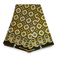 Afbeelding in Gallery-weergave laden, 6 Yards - Afrikaanse printstof - Exclusieve versierde glittereffecten 100% katoen - GL-4034 Olijfgroen Goud
