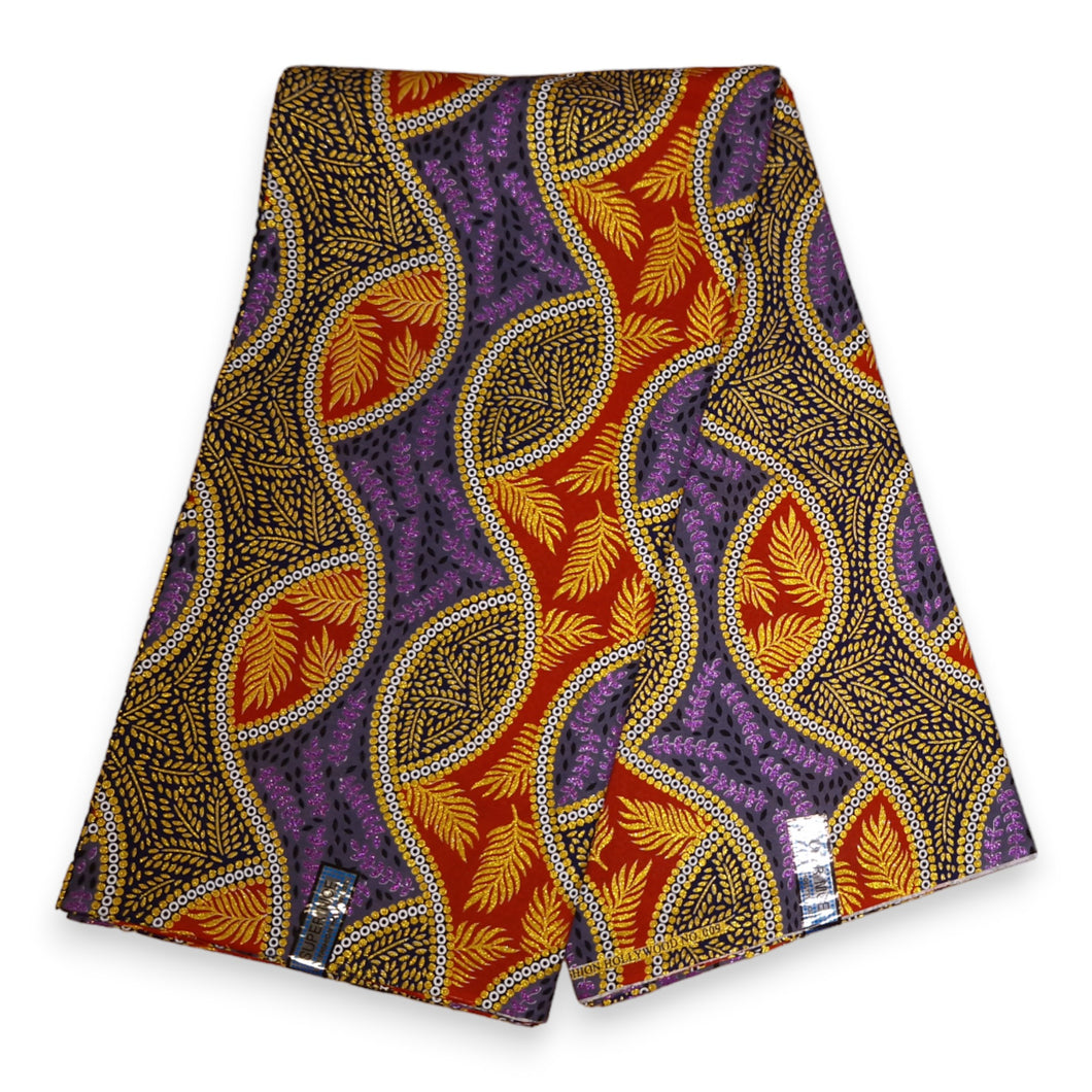 6 Yards - Afrikaanse printstof - Exclusieve versierde glittereffecten 100% katoen - GL-4040 Goud Rood