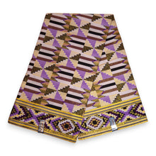 Afbeelding in Gallery-weergave laden, 6 Yards - Afrikaanse printstof - Exclusieve versierde glittereffecten 100% katoen - GL-4047 Paars Goud Kente
