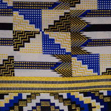 Afbeelding in Gallery-weergave laden, 6 Yards - Afrikaanse printstof - Exclusieve versierde glittereffecten 100% katoen - GL-4048 Blauw Goud Kente
