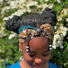 Load image into Gallery viewer, African print Headband - Kids - Hair Accessories - Blue / mustard classic
