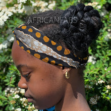 Load image into Gallery viewer, African print Headband - Kids - Hair Accessories - Brown / Black Bogolan
