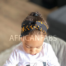 Load image into Gallery viewer, African print Headband - Kids - Hair Accessories - Black yellow bogolan
