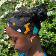 Load image into Gallery viewer, African print Headband - Kids - Hair Accessories - Green mud
