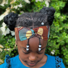 Load image into Gallery viewer, African print Headband - Kids - Hair Accessories - Brown / Gold swirl - Metallic Brillant Platinum Edition
