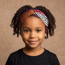 Load image into Gallery viewer, African print Headband - Kids - Hair Accessories - Orange Purple Concentric Circles
