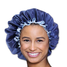 Load image into Gallery viewer, 10 pieces - Blue Satin Hair Bonnet ( Reversable Satin Night sleep cap )
