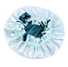 Afbeelding in Gallery-weergave laden, Groene satijnen haarmuts (Kinderen / Kindermaat 3-7 jaar) (Omkeerbare satijnen nacht slaapmuts)
