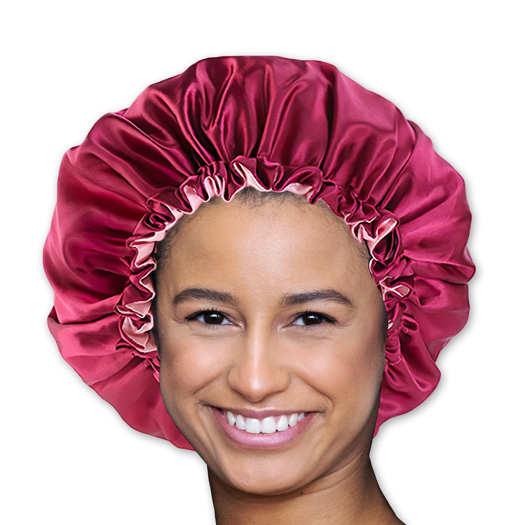 10 pieces - Red Satin Hair Bonnet ( Reversable Satin Night sleep cap )