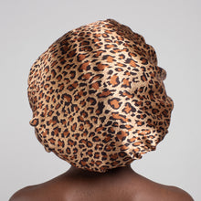 Load image into Gallery viewer, Leopard print Satin Hair Bonnet ( Satin Night sleep cap )
